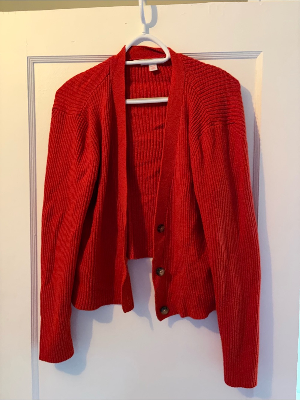 Joe Fresh Red Ribbed Button-Front Cardigan